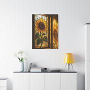 Golden Light Stained Glass Sunflower Wall Art & Canvas Print