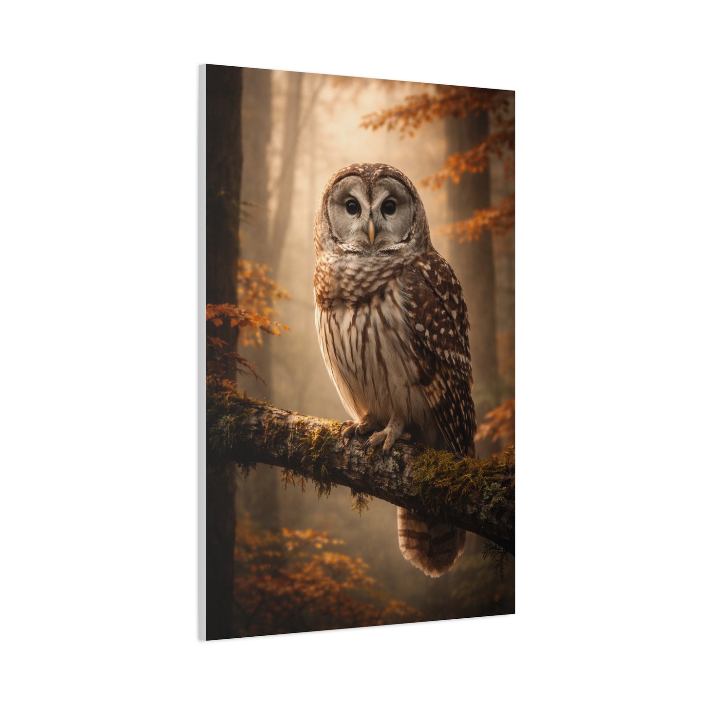 Barred Owl Autumn Forest Portrait Wall Art & Canvas Print