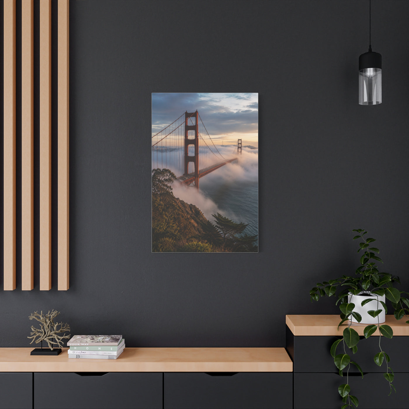 Golden Gate Bridge Through Morning Fog Wall Art & Canvas Print