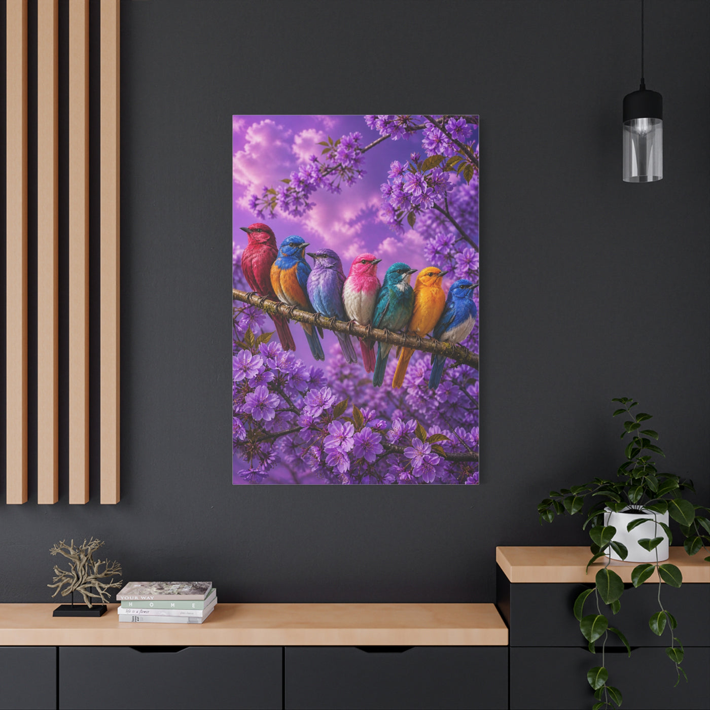 Vibrant Blossom Birds Garden Wall Art & Canvas Print