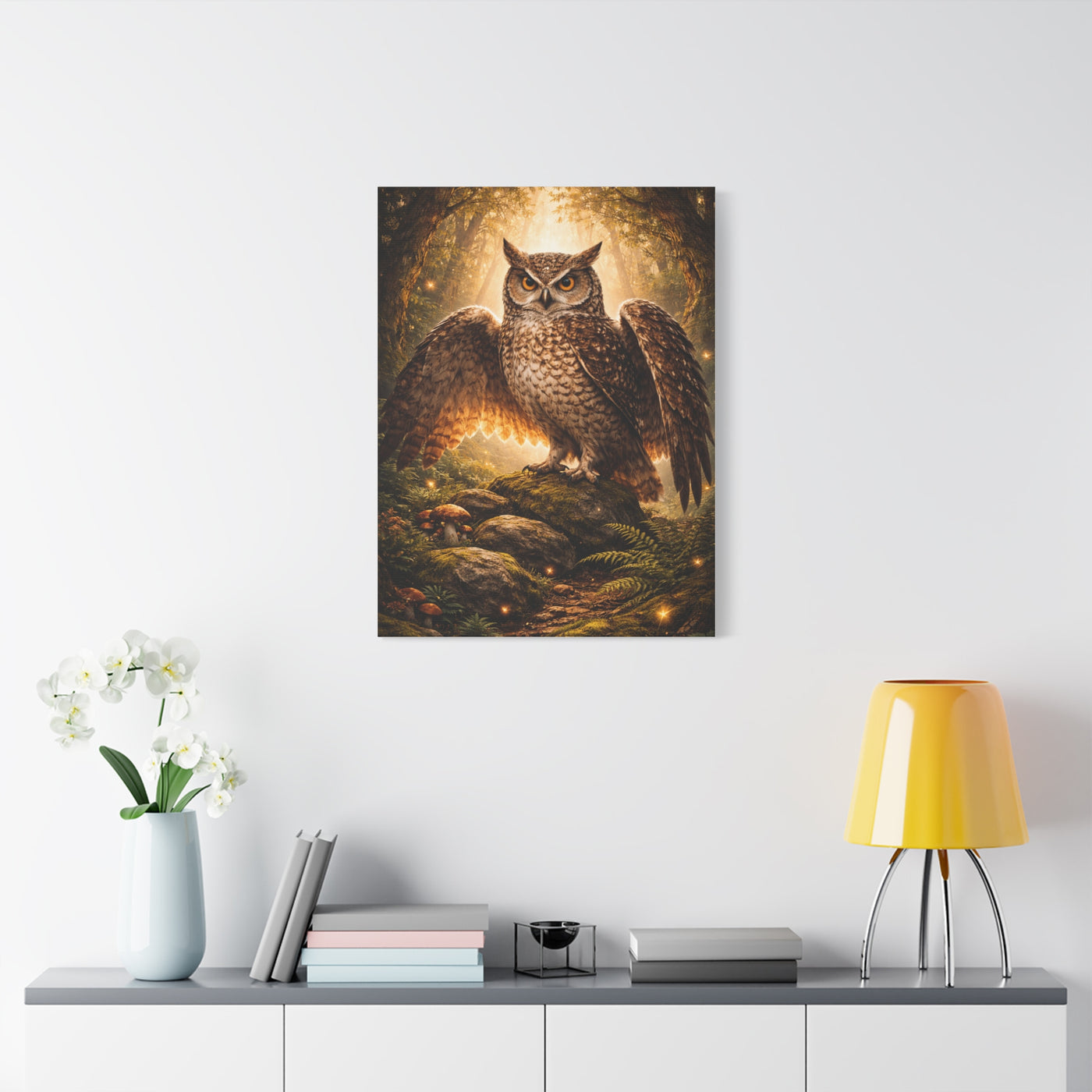 Enchanted Forest Guardian Owl Wall Art & Canvas Print