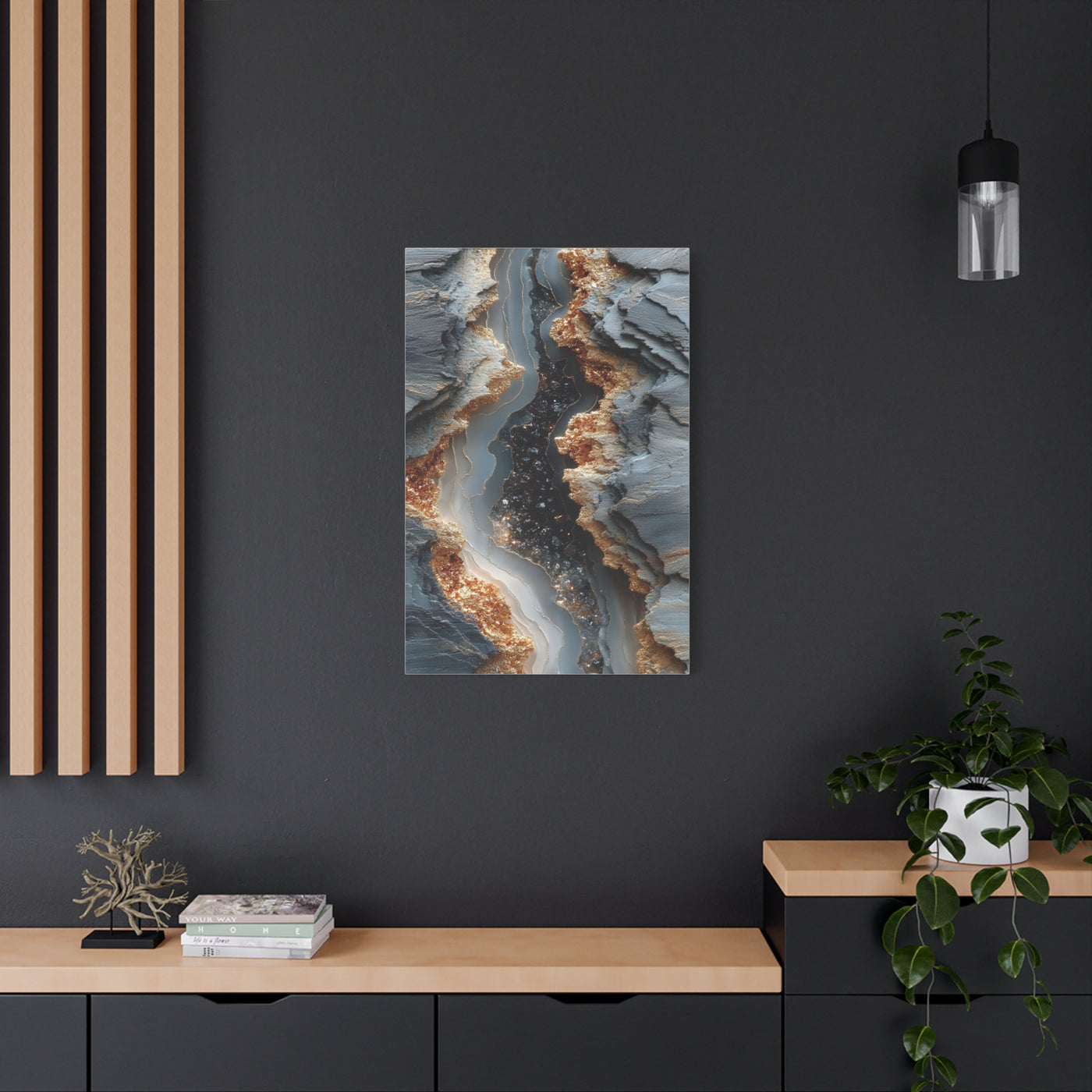 Silver Geode Mineral Abstract Wall Art & Canvas Print