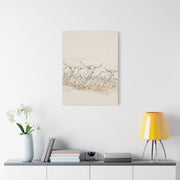 Running Longhorn Line Sketch Panorama Wall Art & Canvas Print
