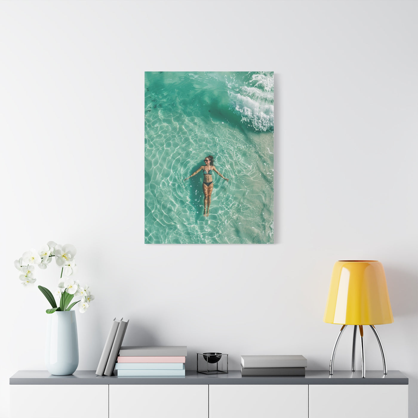 Aerial Ocean Serenity Woman Portrait Wall Art & Canvas Print