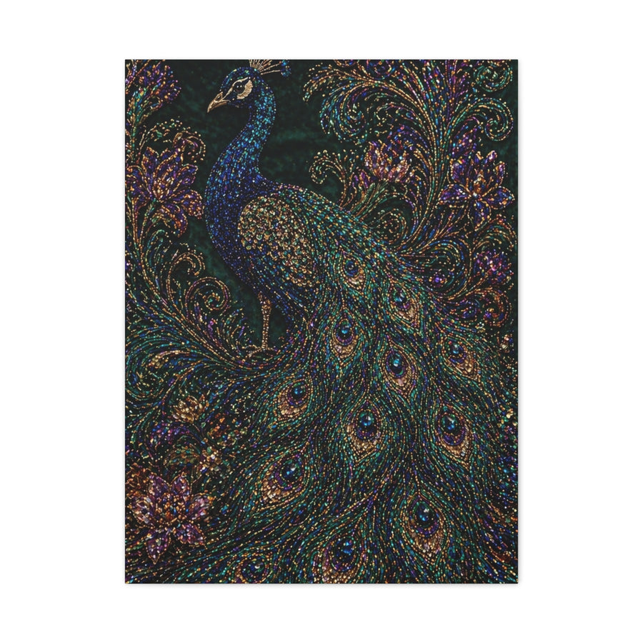 Beaded Textile Peacock Couture Wall Art & Canvas Print