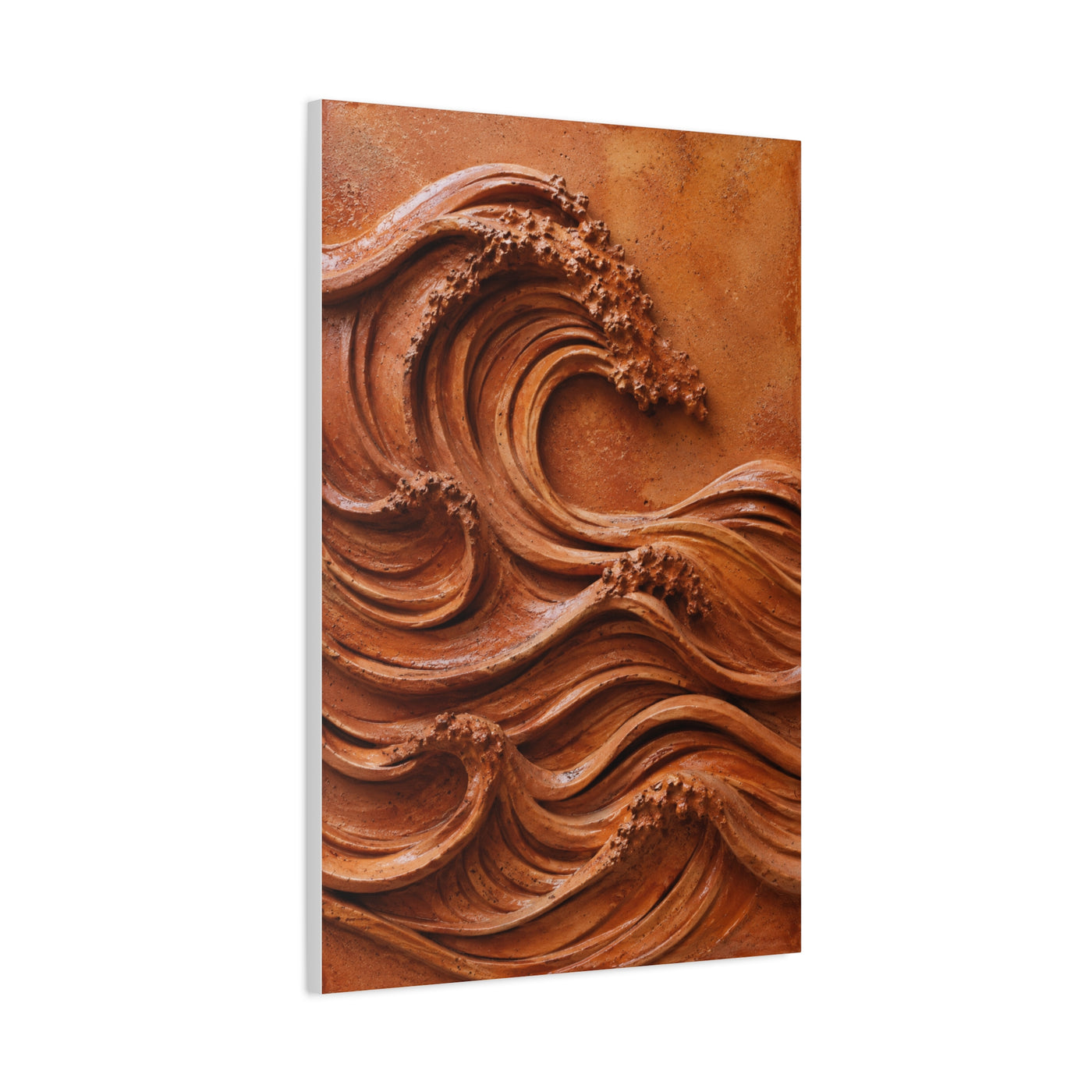 Terracotta Clay Wave Sculpture Panel Wall Art & Canvas Print