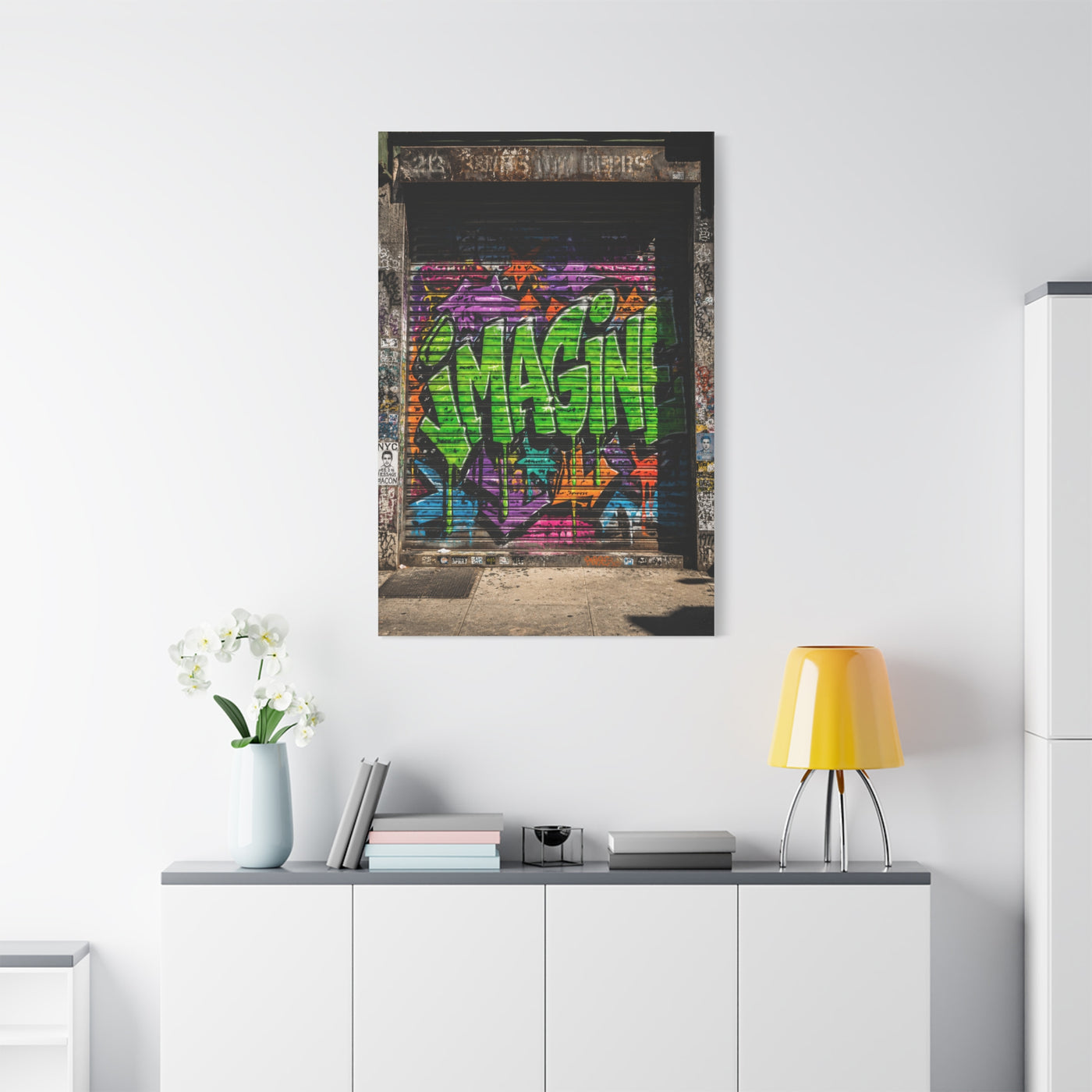 Imagine Graffiti Alley Door Street Wall Art & Canvas Print