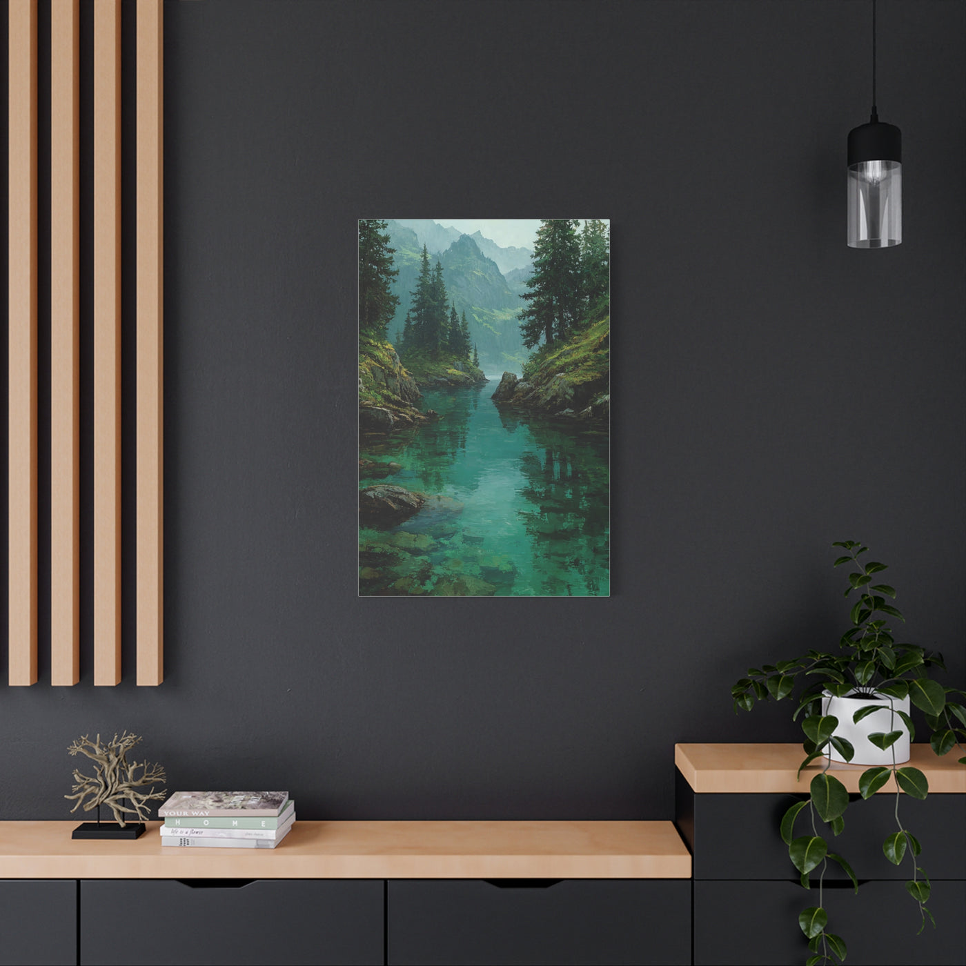 Emerald Mountain Lake Serenity Wall Art & Canvas Print