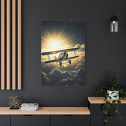 Sunlit Biplane Above the Clouds Wall Art & Canvas Prints