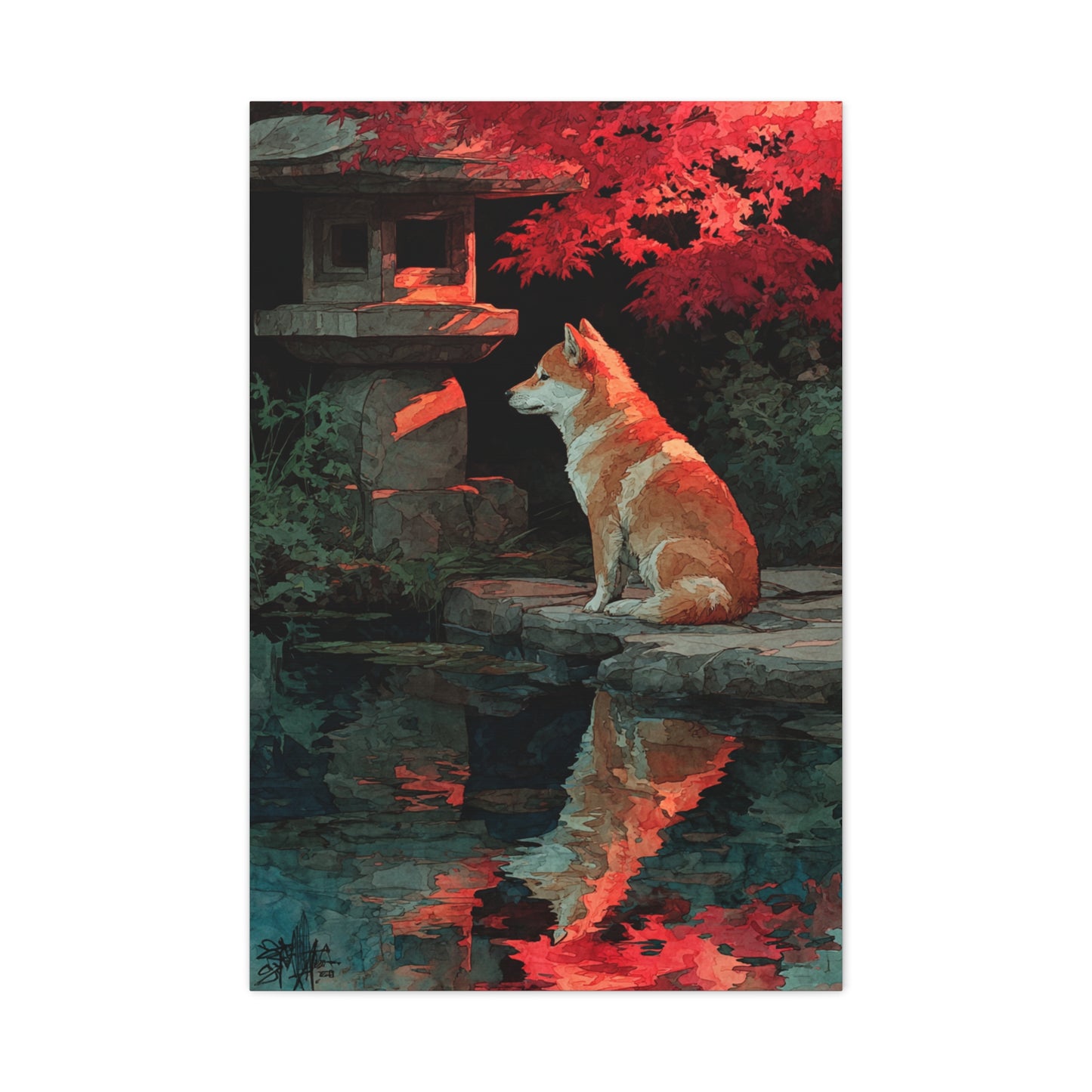 Shiba Inu Kyoto Garden Reflection Wall Art & Canvas Print