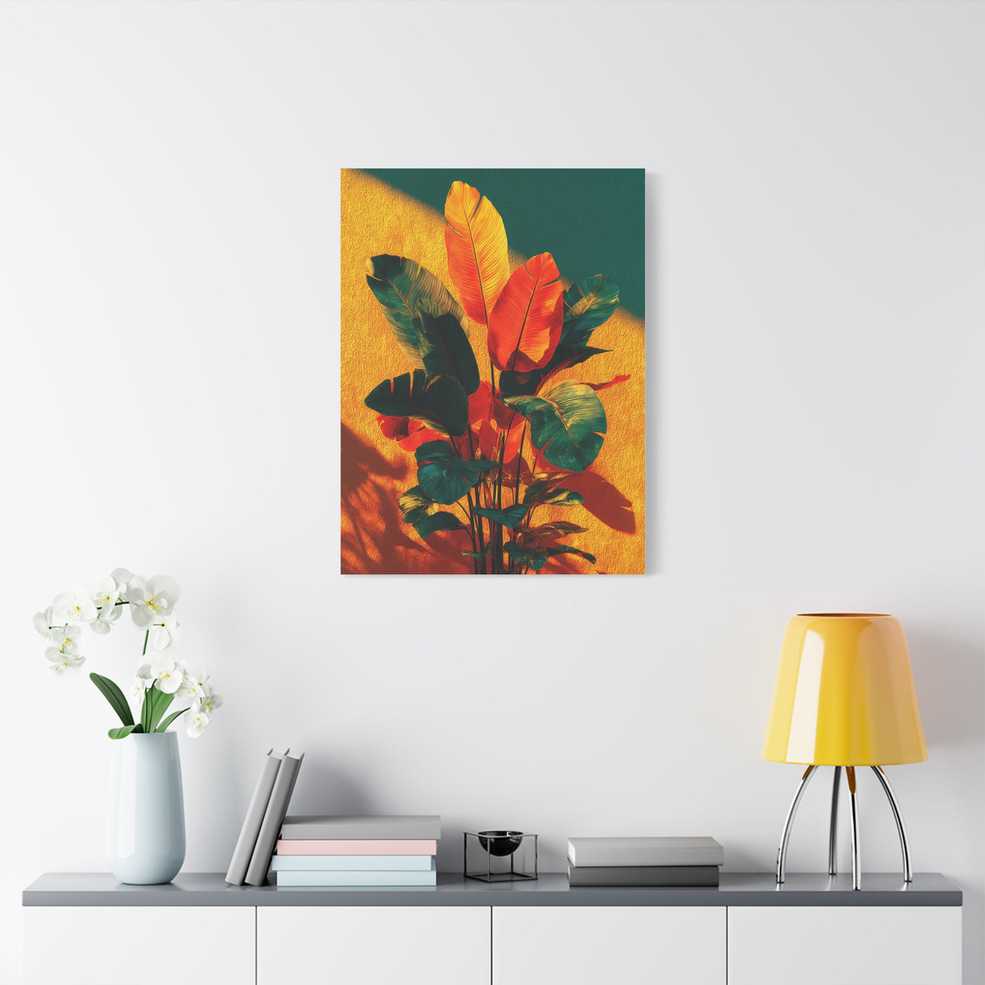 Tropical Sunlit Botanical Contrast Wall Art & Canvas Print
