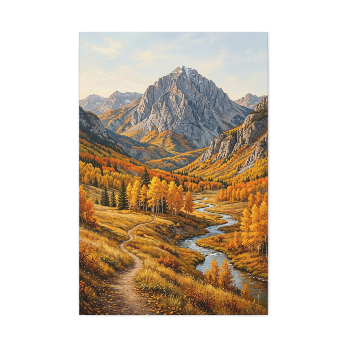 Autumn Aspen River Valley Wall Art & Canvas Print