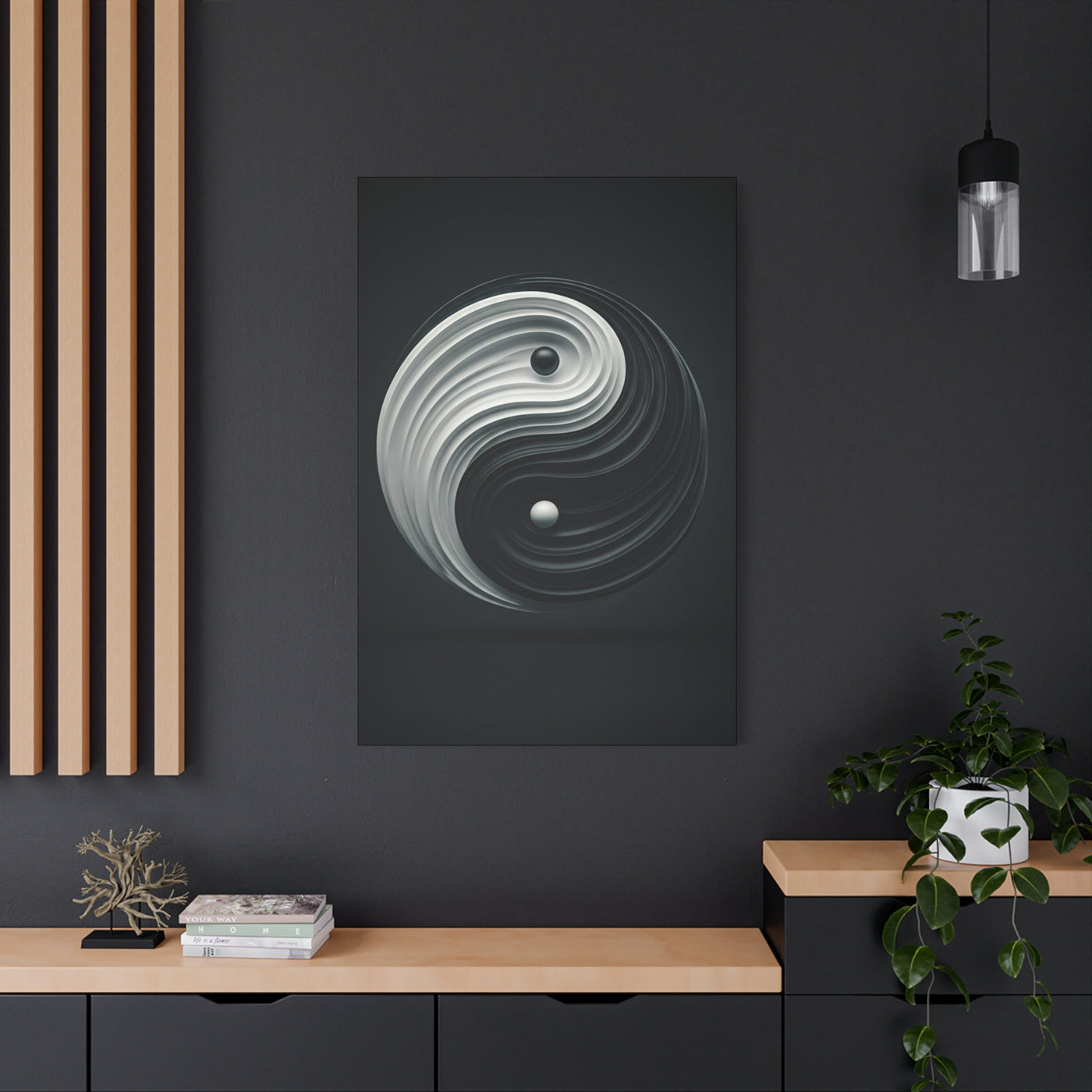 Monochrome Yin Yang Energy Wall Art & Canvas Prints