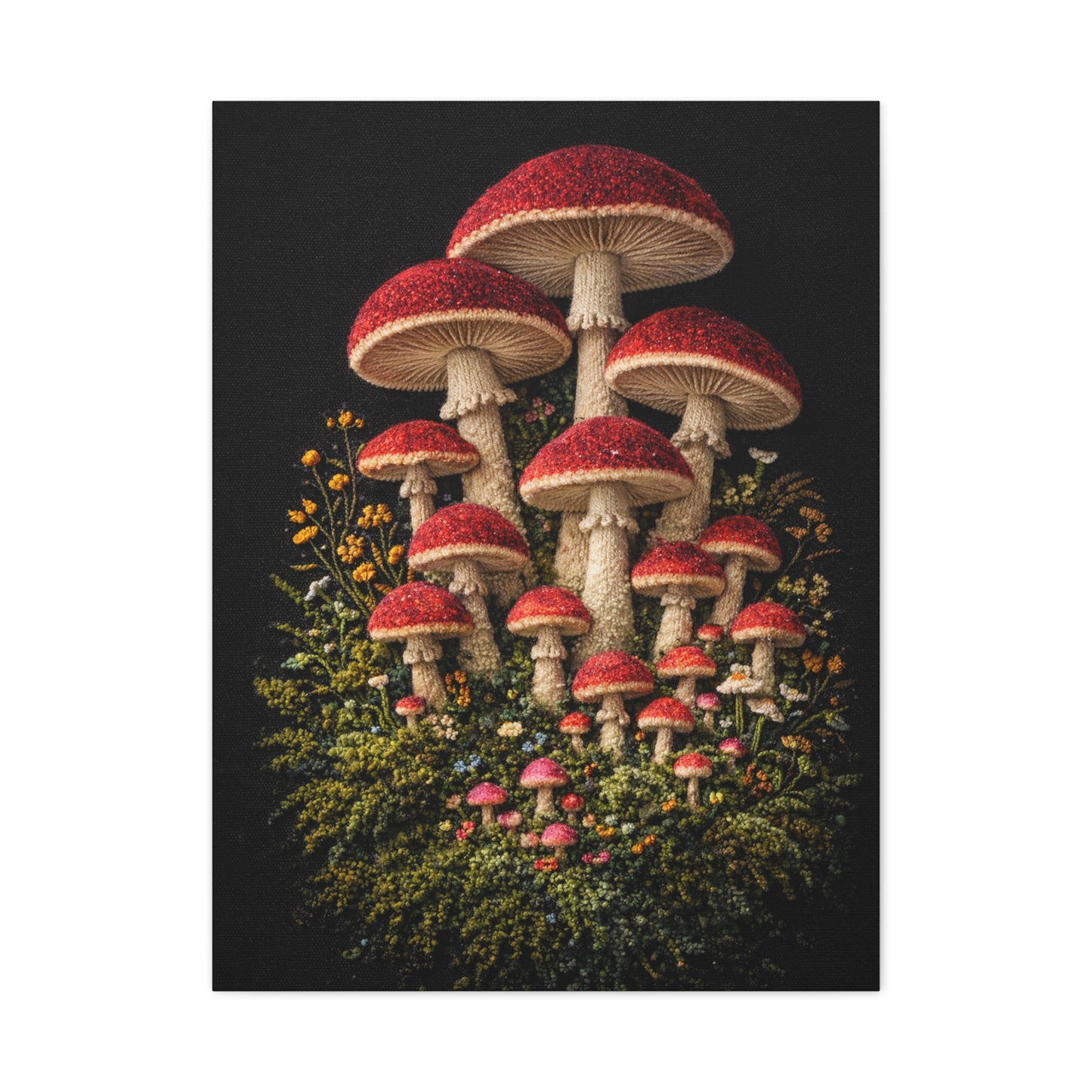 Mushroom Embroidered & Tufted Textile Art Wall Art & Canvas Print
