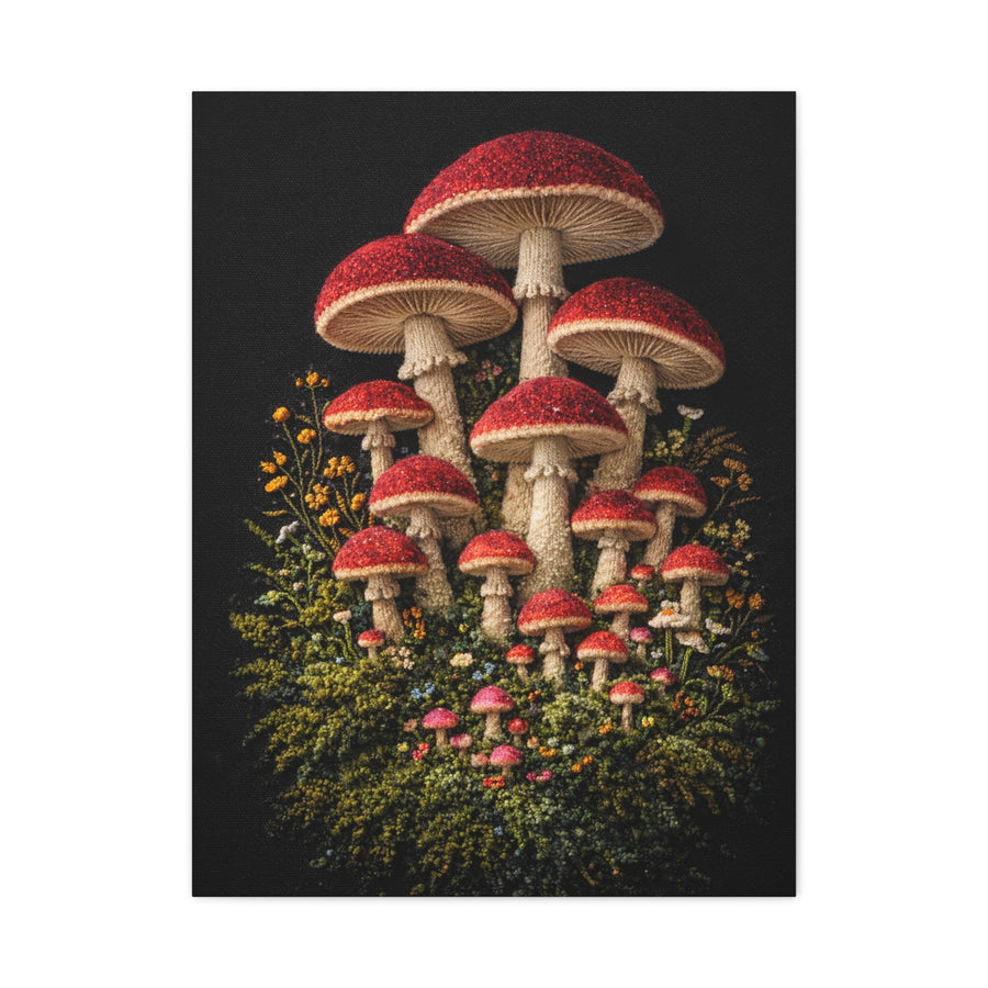 Mushroom Embroidered & Tufted Textile Art Wall Art & Canvas Print