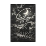 Moon Lasso Cowgirl Night Scene Wall Art & Canvas Print