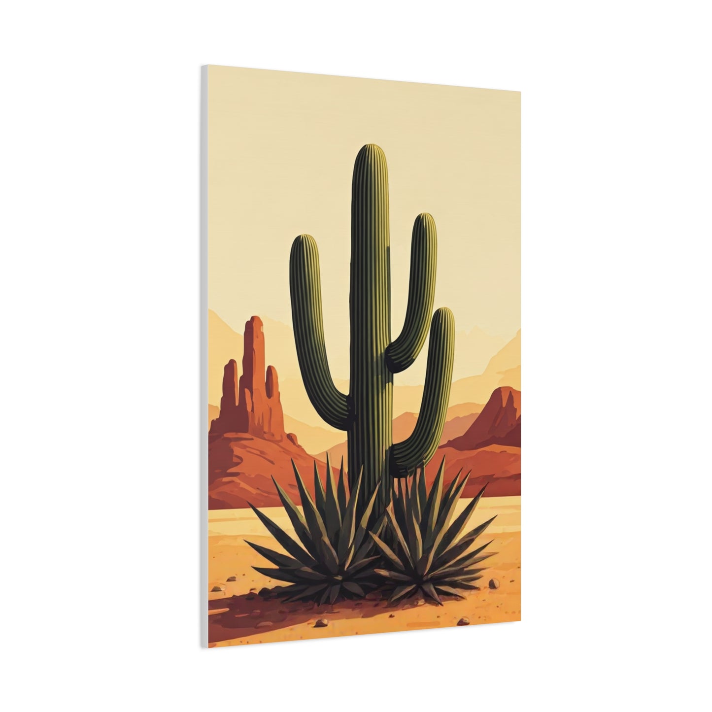 Red Mesa Desert Cactus Landscape Wall Art & Canvas Prints