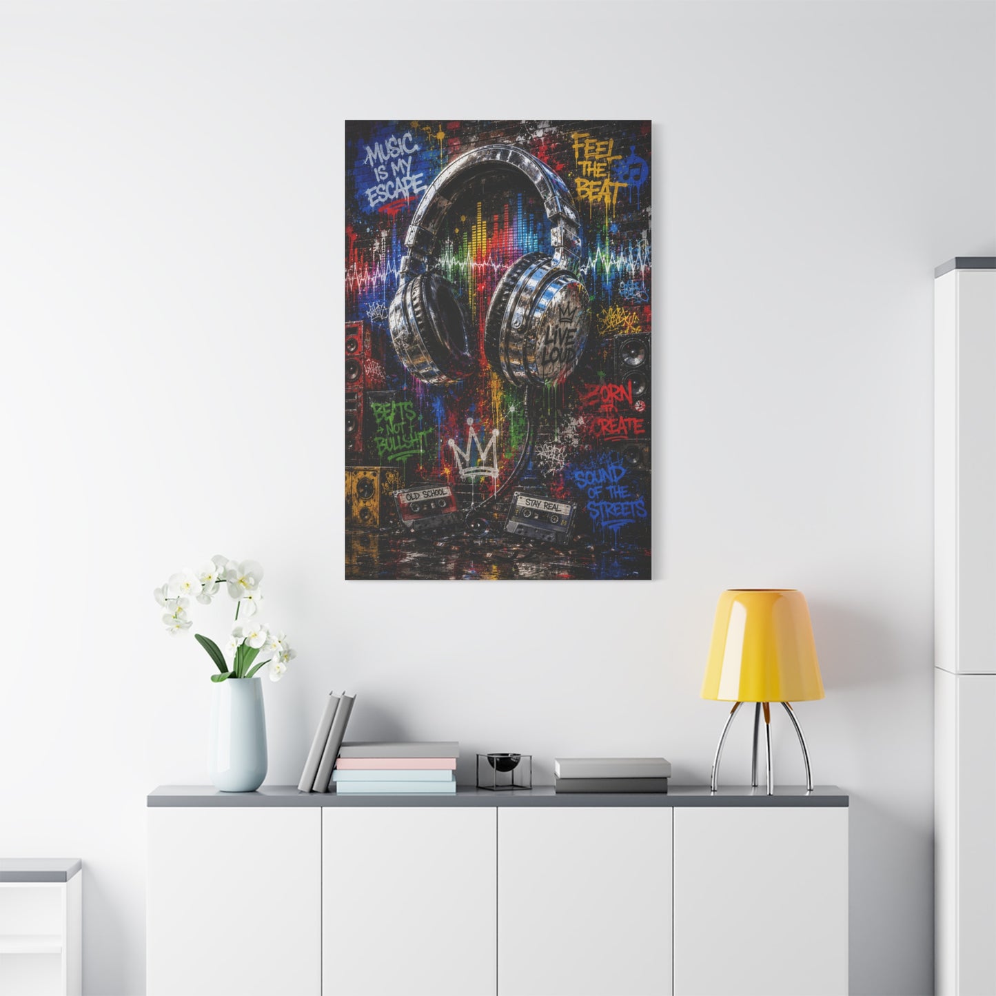 Graffiti Headphones Music Street Wall Art & Canvas Print
