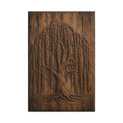 Carved Willow Tree Wooden Relief Trees Wall Art & Canvas Print