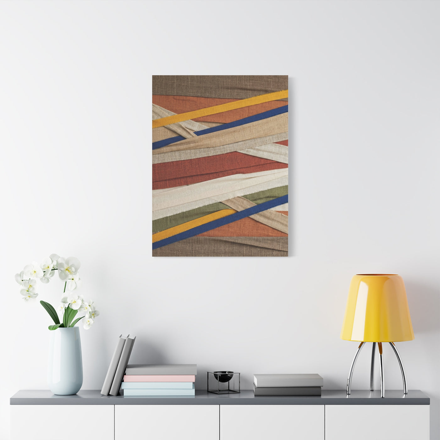 Woven Textile Strips Collage Wall Art & Canvas Print