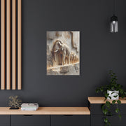 Elephant Procession Stone Relief Wall Art & Canvas Print