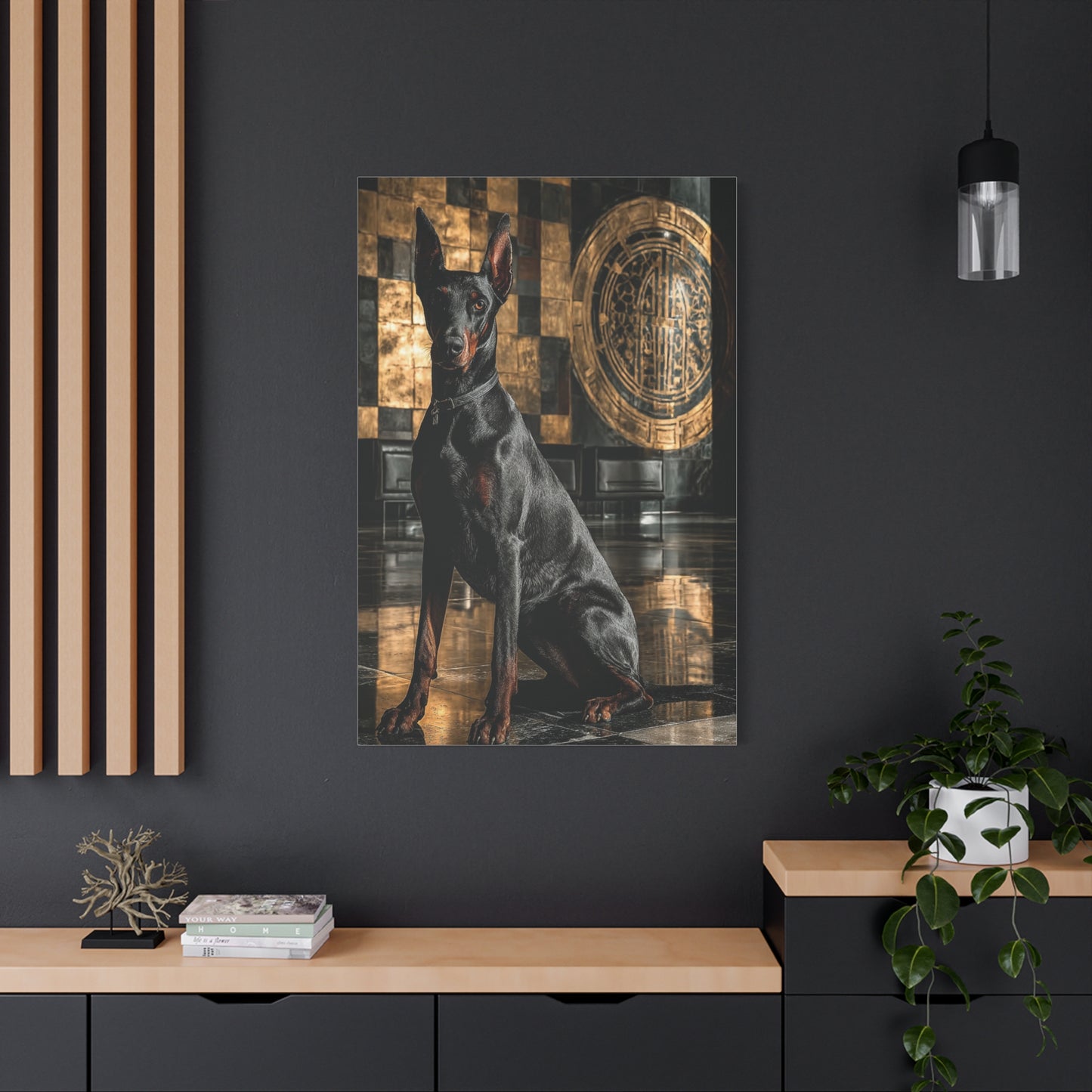 Doberman Art Deco Portrait Wall Art & Canvas Print