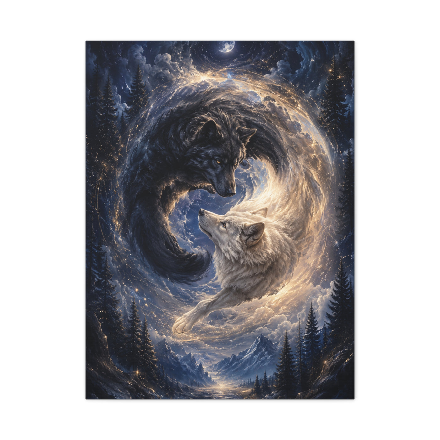 Celestial Wolf Pair Energy Vortex Wall Art & Canvas Print