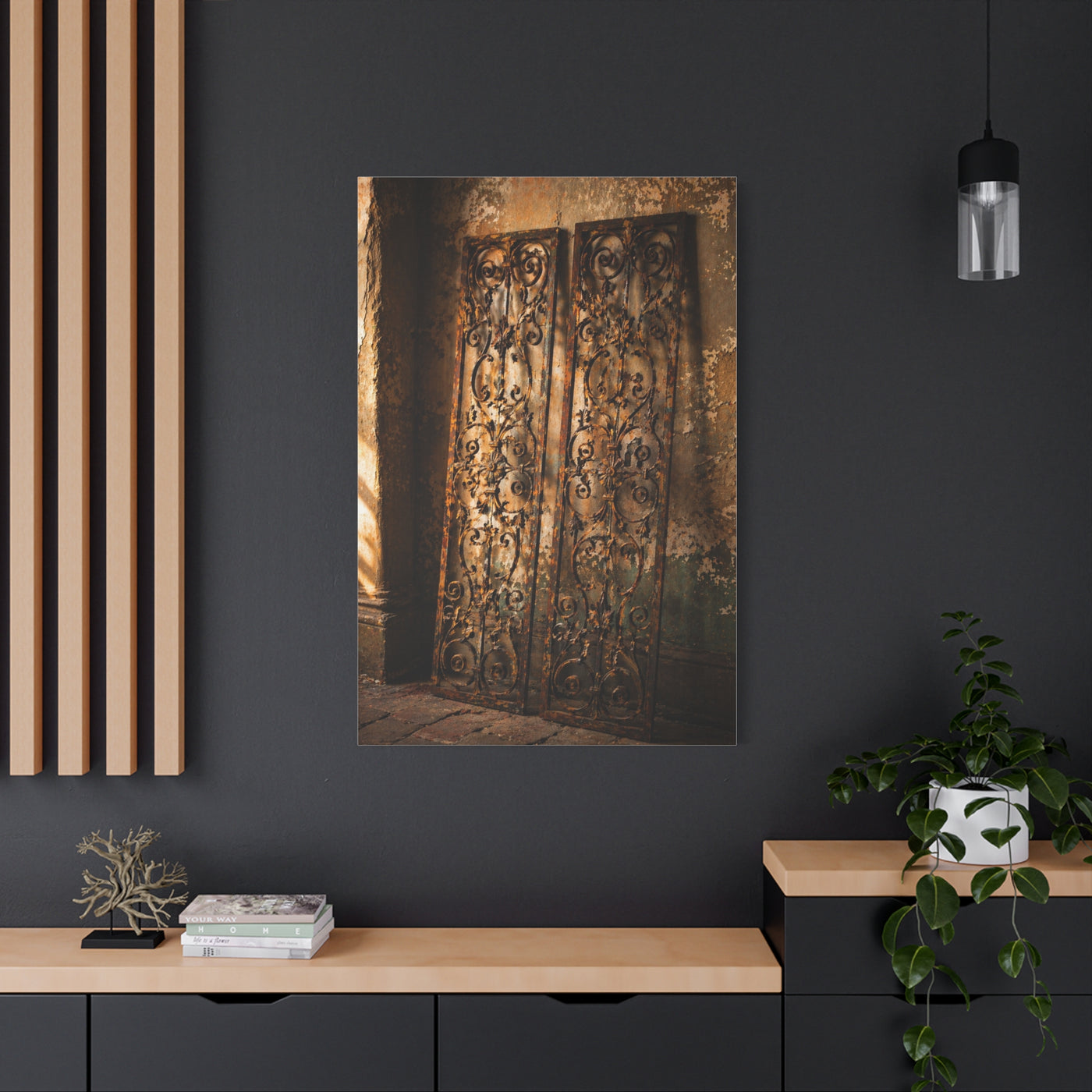 Wrought Iron Shutter Study Wall Art & Canvas Print