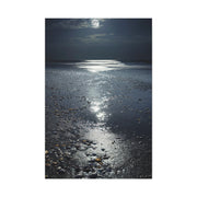 Moonlit Beach Reflections with Scattered Seashells Wall Art & Canvas Print