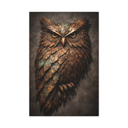 Rustic Metal Feather Owl Sculpture Wall Art & Canvas Print