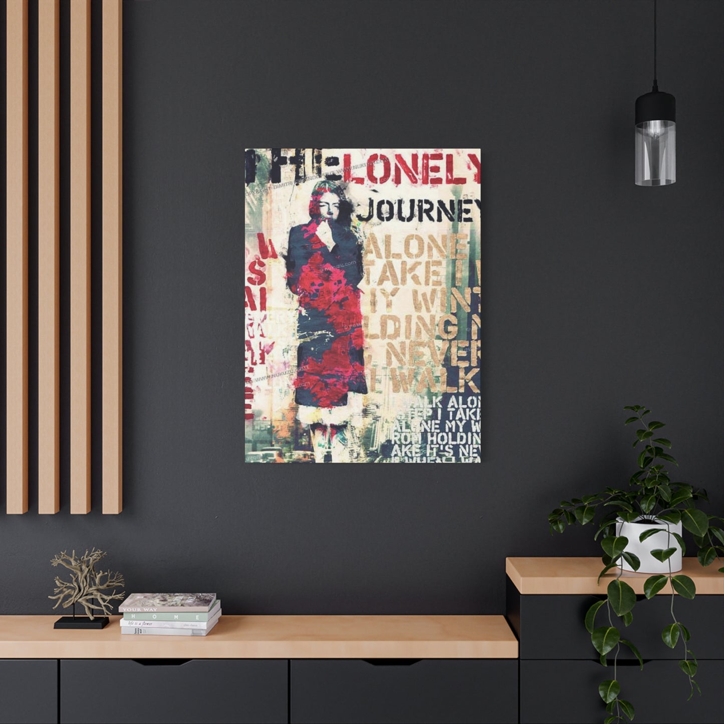 Lonely Journey Waterfall Abstract Painting Mixed Media Wall Art & Canvas Prints
