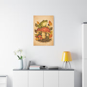 Whimsical Retro Frog and Mushroom Composition Wall Art & Canvas Print