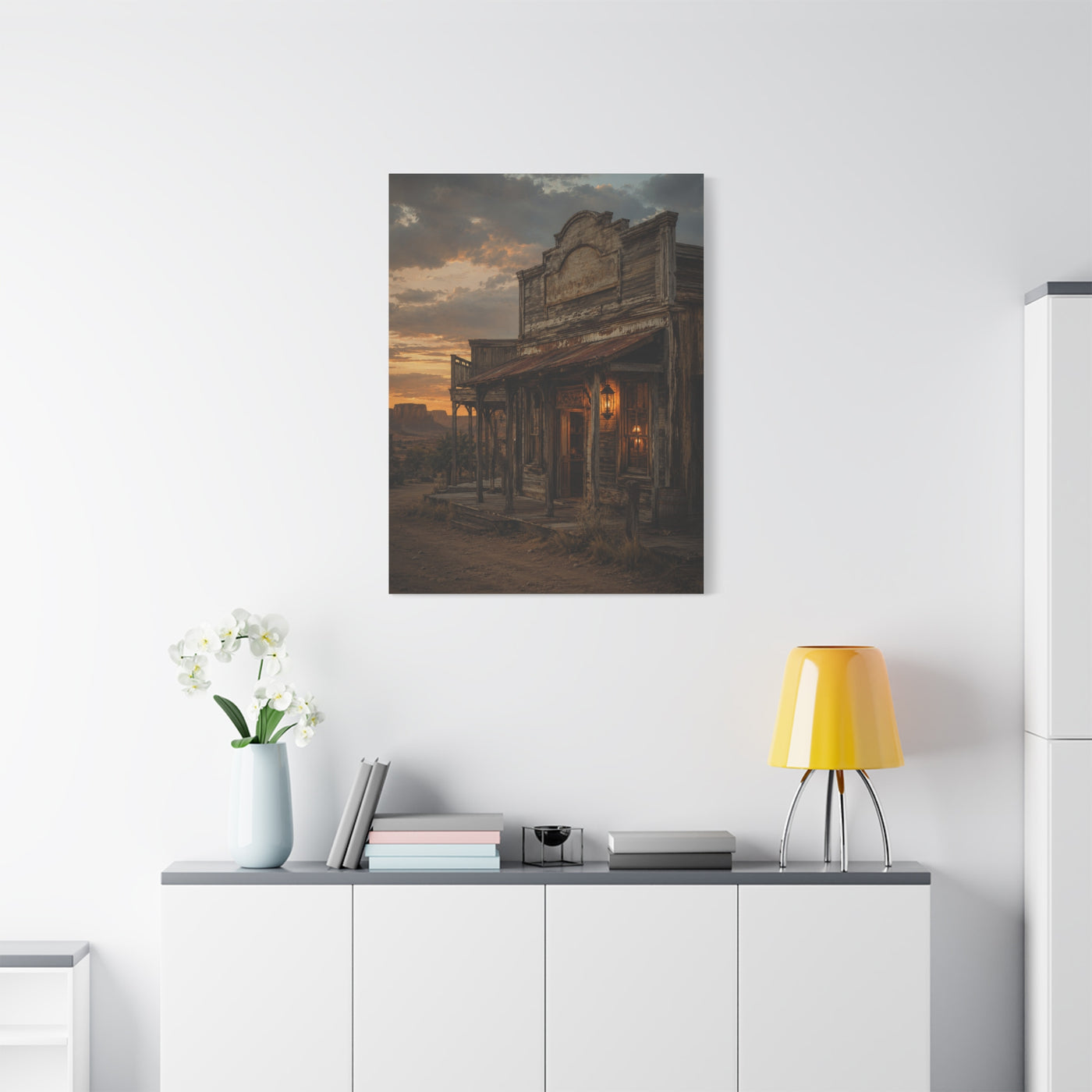 Old Town Western Saloon Exterior Scene Wall Art & Canvas Print