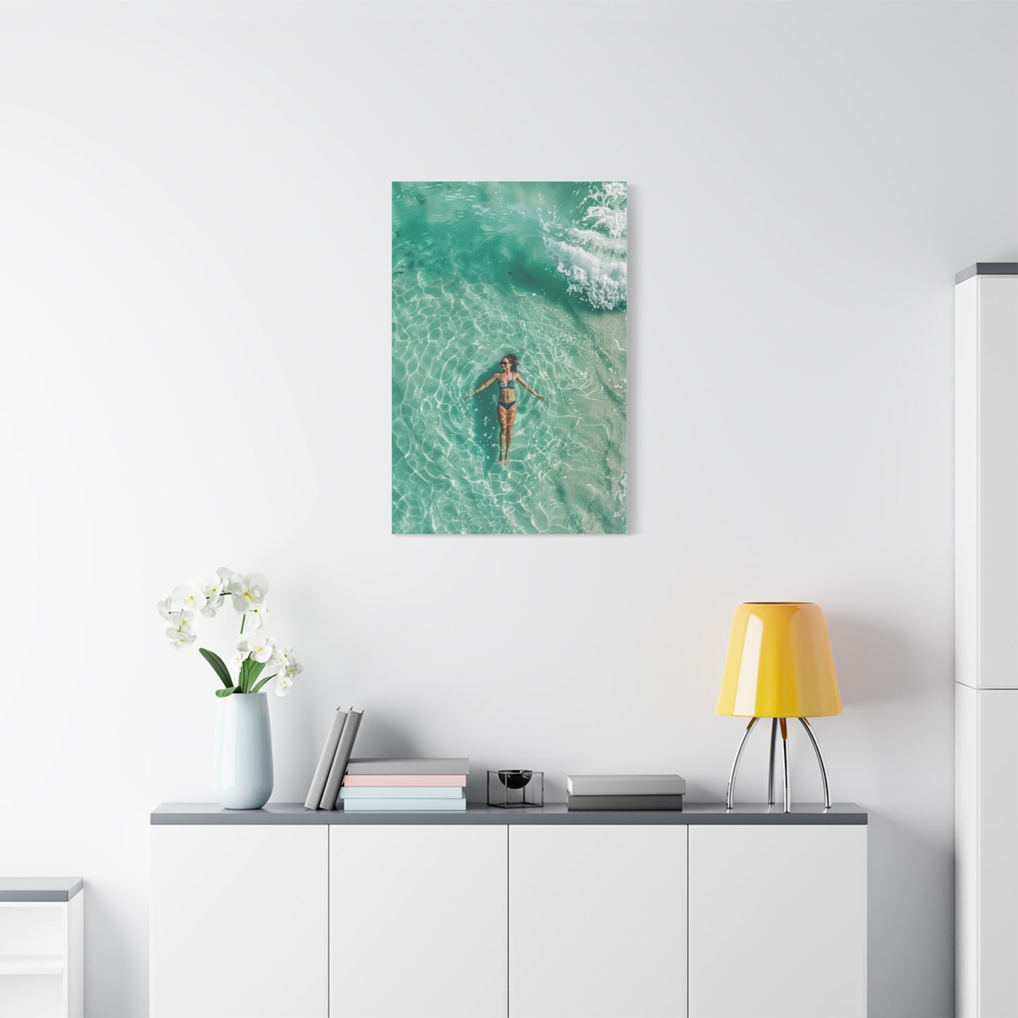 Aerial Ocean Serenity Woman Portrait Wall Art & Canvas Print