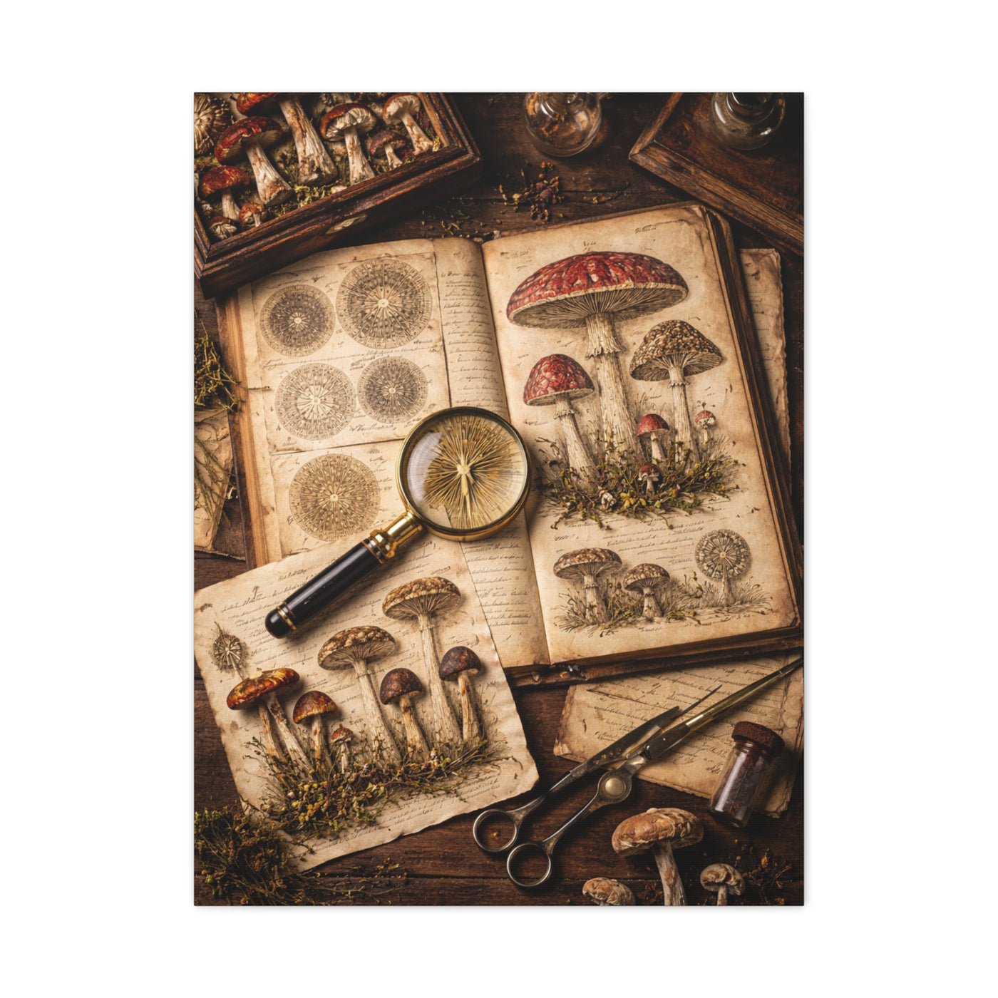 Cabinet-of-Curiosities Mushroom Study Wall Art & Canvas Print