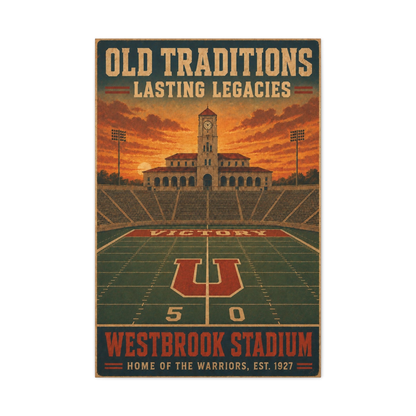 Vintage Stadium Legacy Football Sports Wall Art & Canvas Print