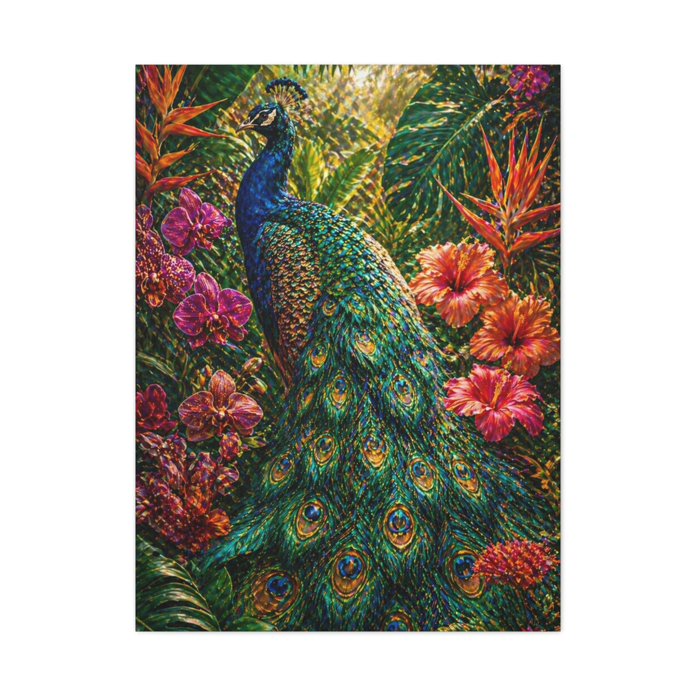 Tropical Maximalist Peacock Jungle Wall Art & Canvas Print