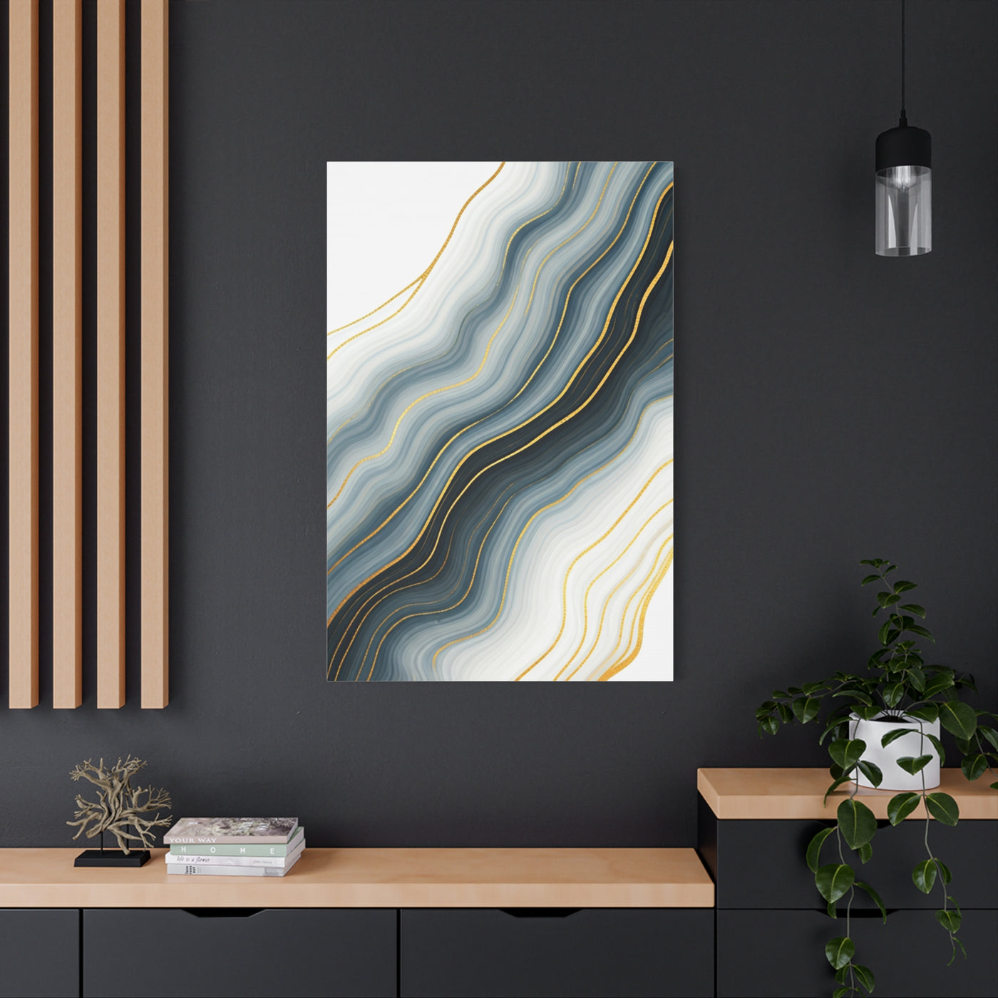 Grey Marble Gold Vein Abstract Wall Art & Canvas Prints