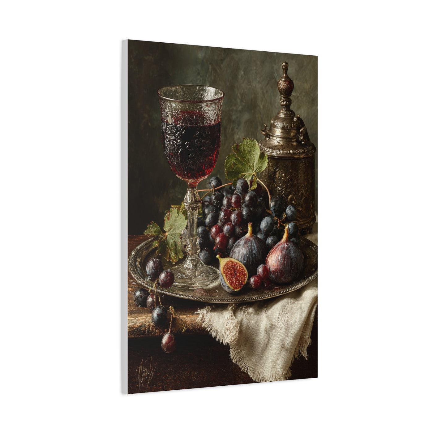 Old Master Fig and Wine Still Life Wall Art & Canvas Print