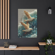 Sea Glass And Driftwood Seagull Coastal Composition Wall Art & Canvas Print