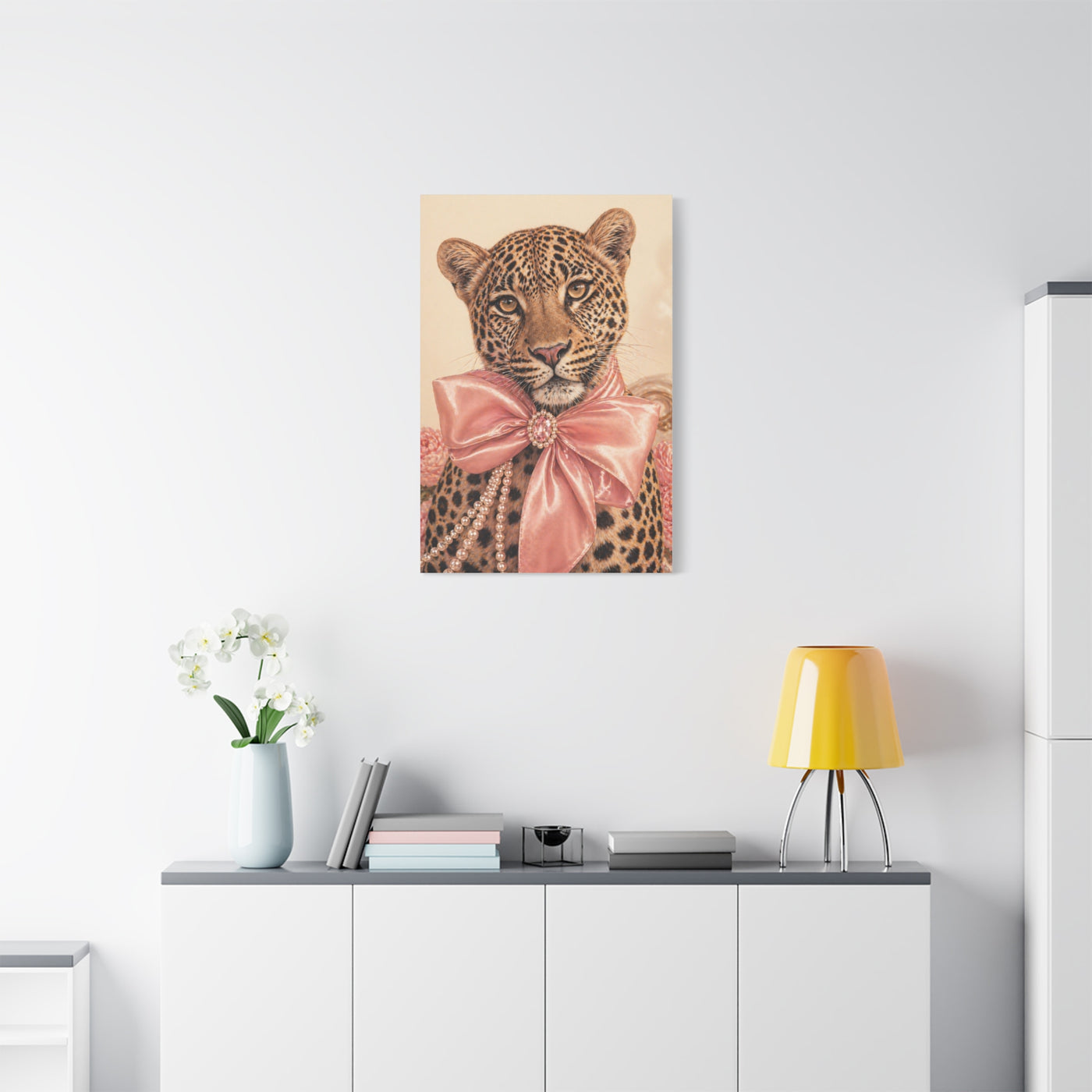 Coquette Leopard Pink Bow Portrait Wall Art & Canvas Print