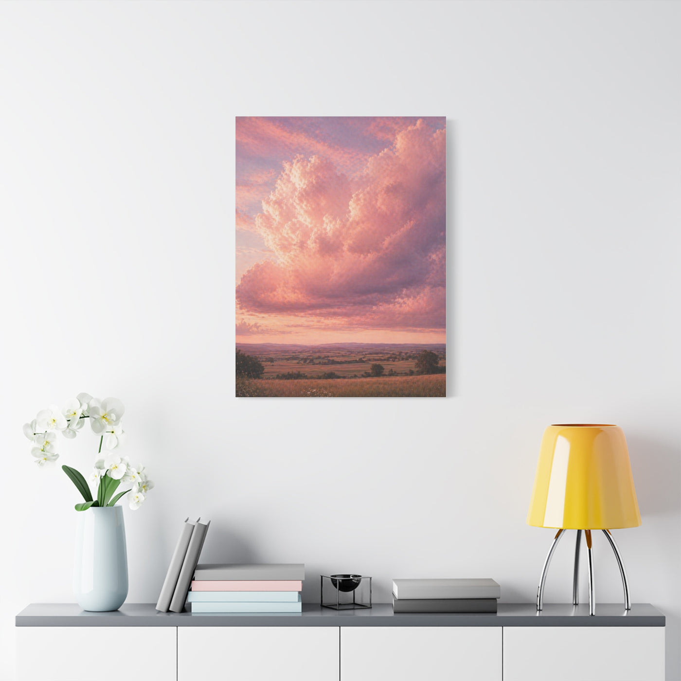 Pink Cloudscape Horizon Landscape Wall Art & Canvas Print