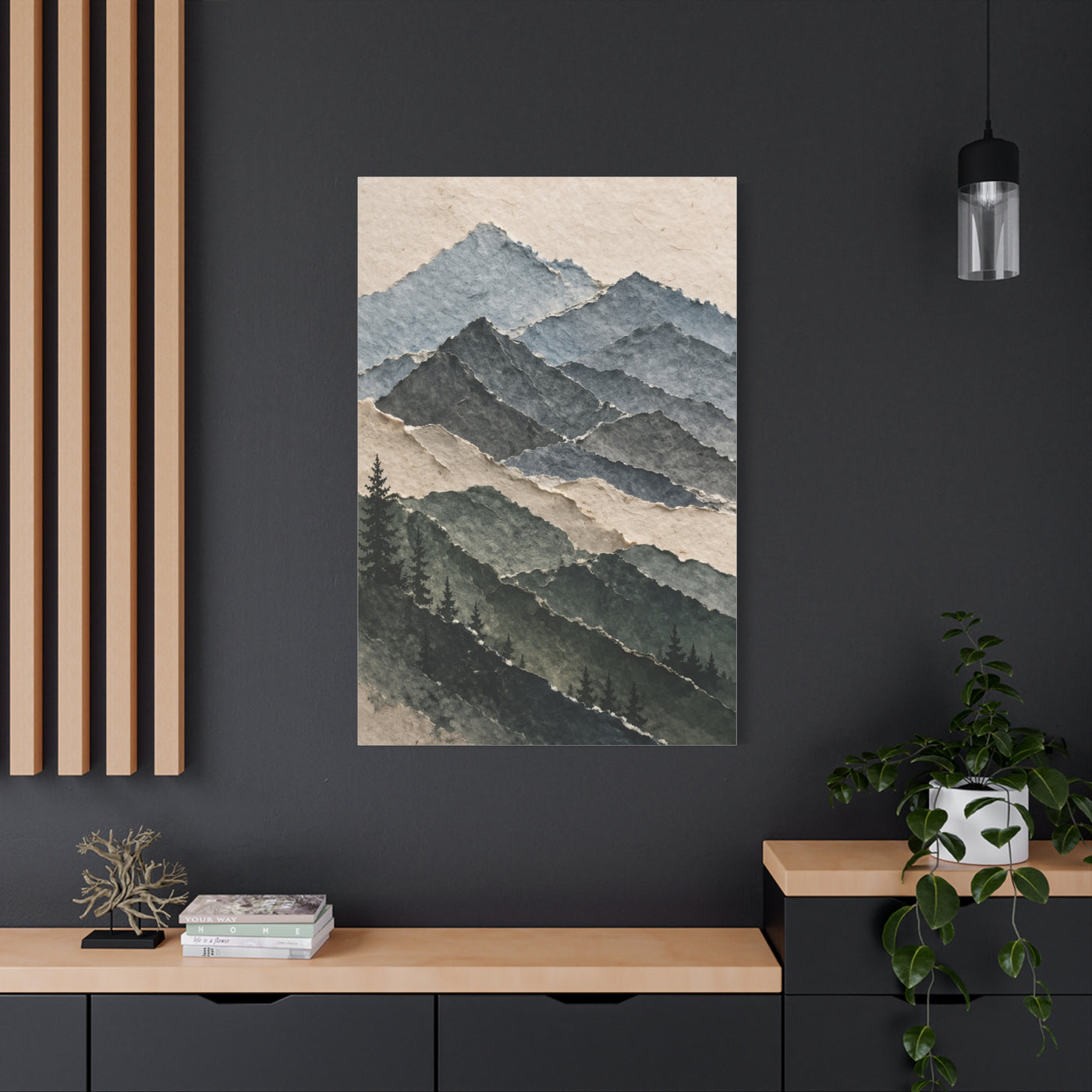 Abstract Layered Paper Mountain Wall Art & Canvas Print