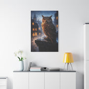 Urban Nocturne Owl Rooftop Wall Art & Canvas Print