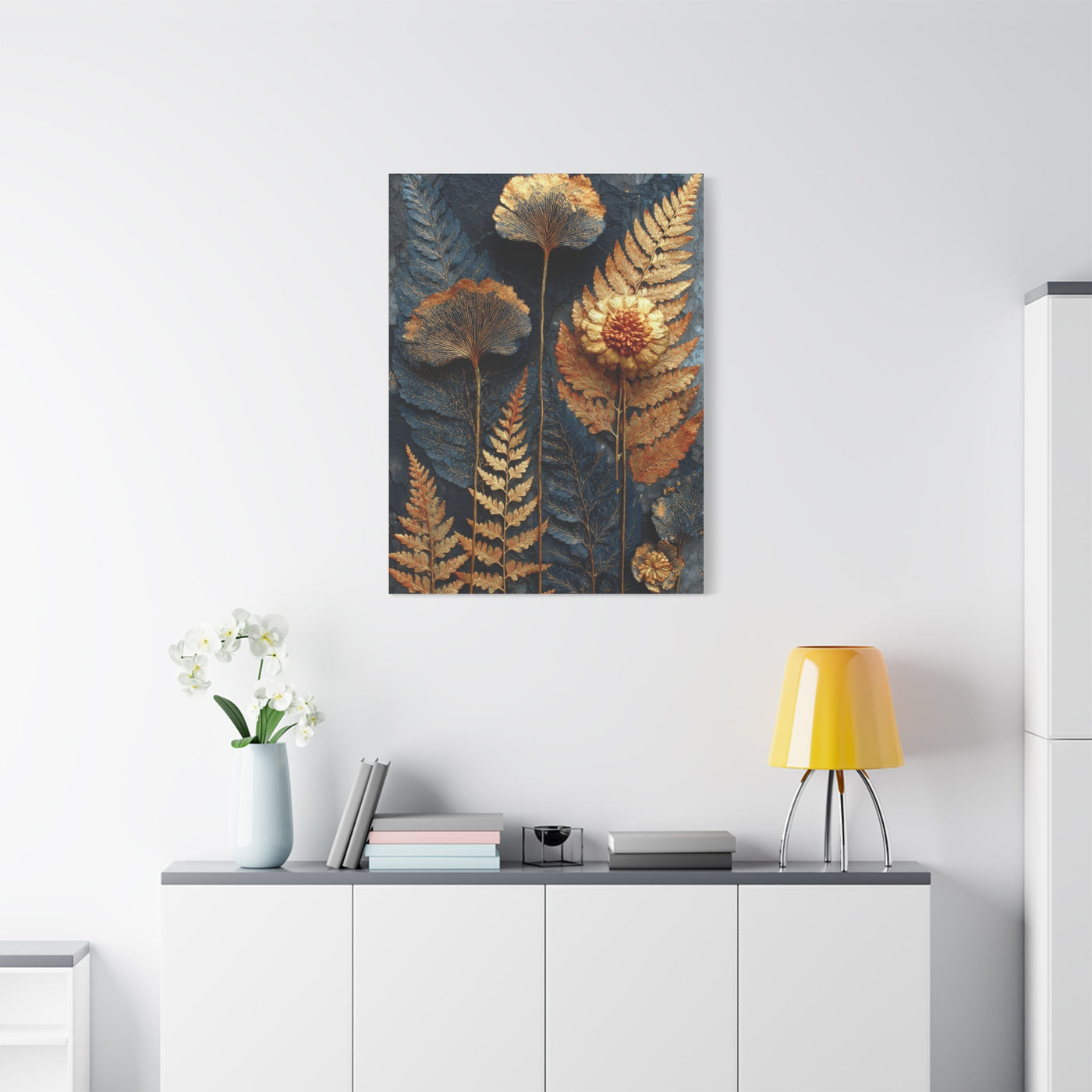Golden Botanical Relief Composition Wall Art & Canvas Print