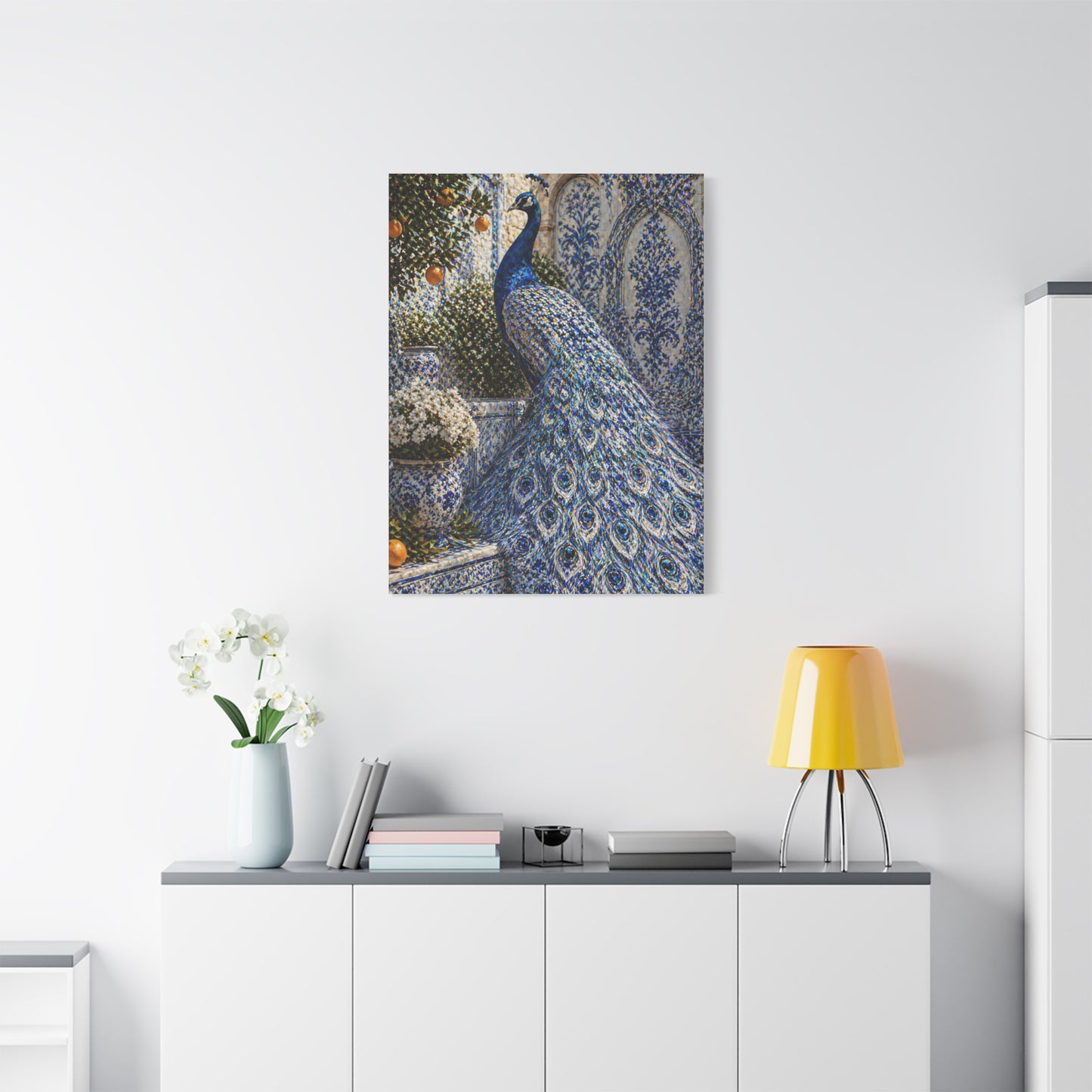 Mediterranean Ceramic Garden Peacock Wall Art & Canvas Print
