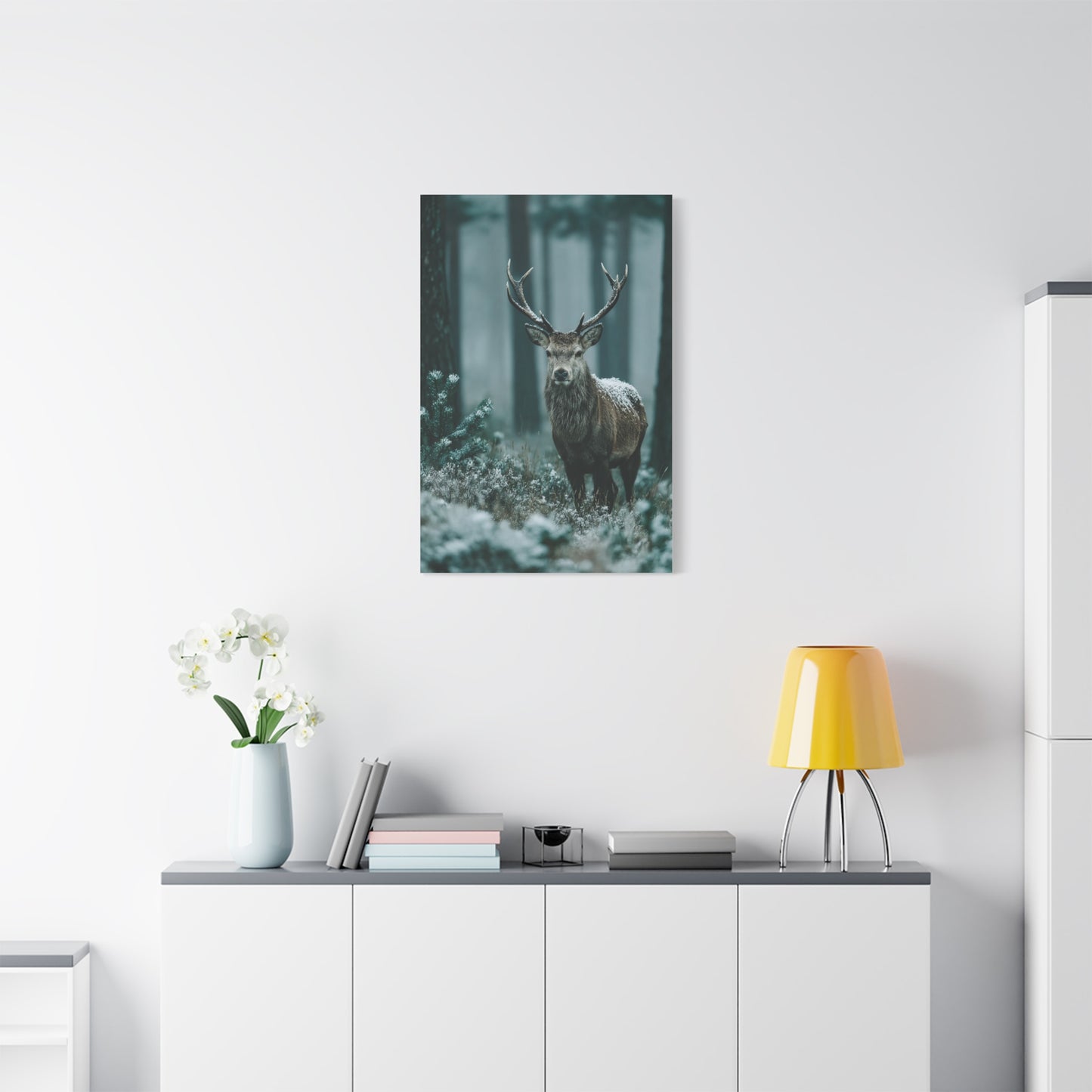 Winter Pine Stag Portrait Wall Art & Canvas Print