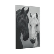 Intimate Dual Horse Monochrome Wall Art & Canvas Print