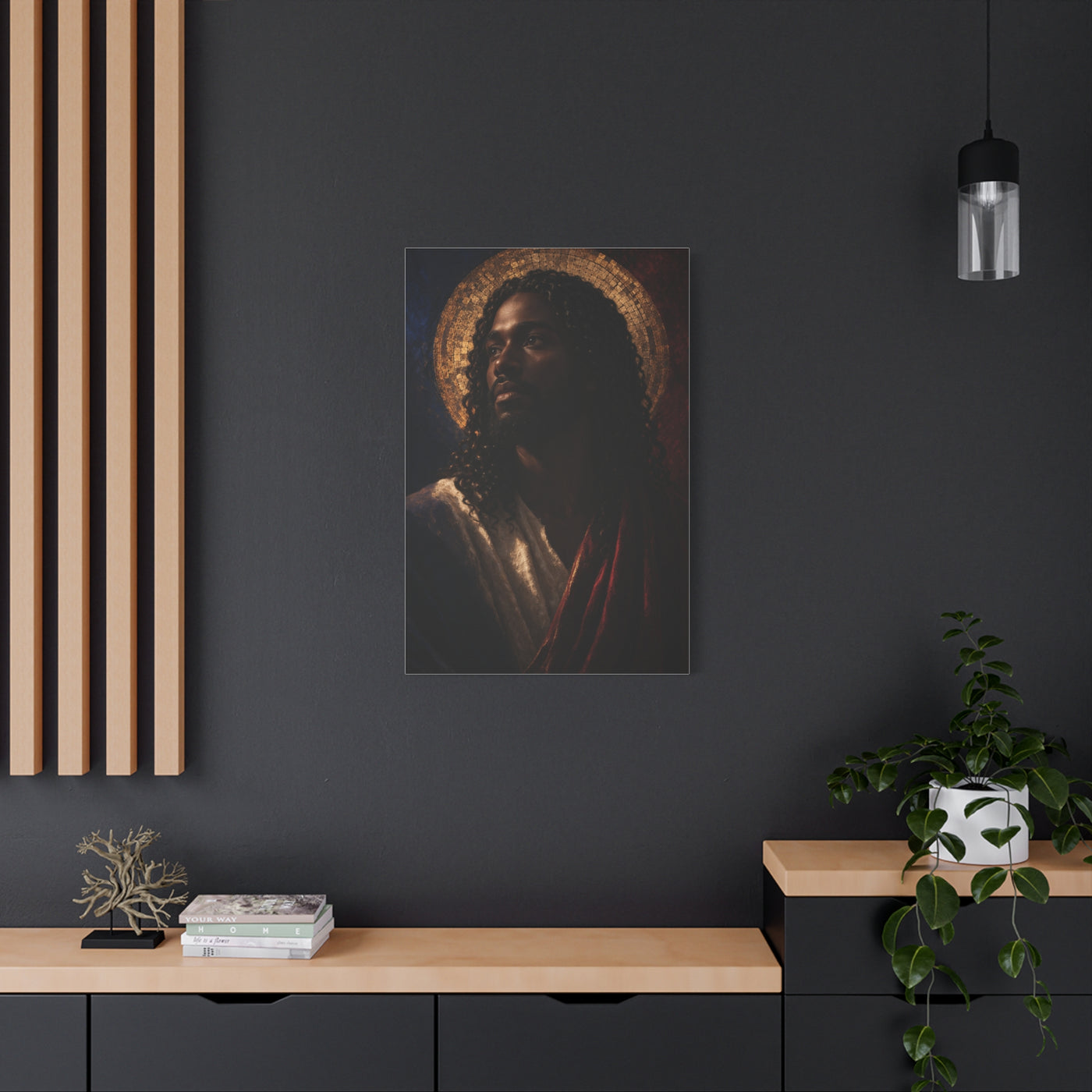 Christ with Golden Halo Contemporary Portrait Wall Art & Canvas Print