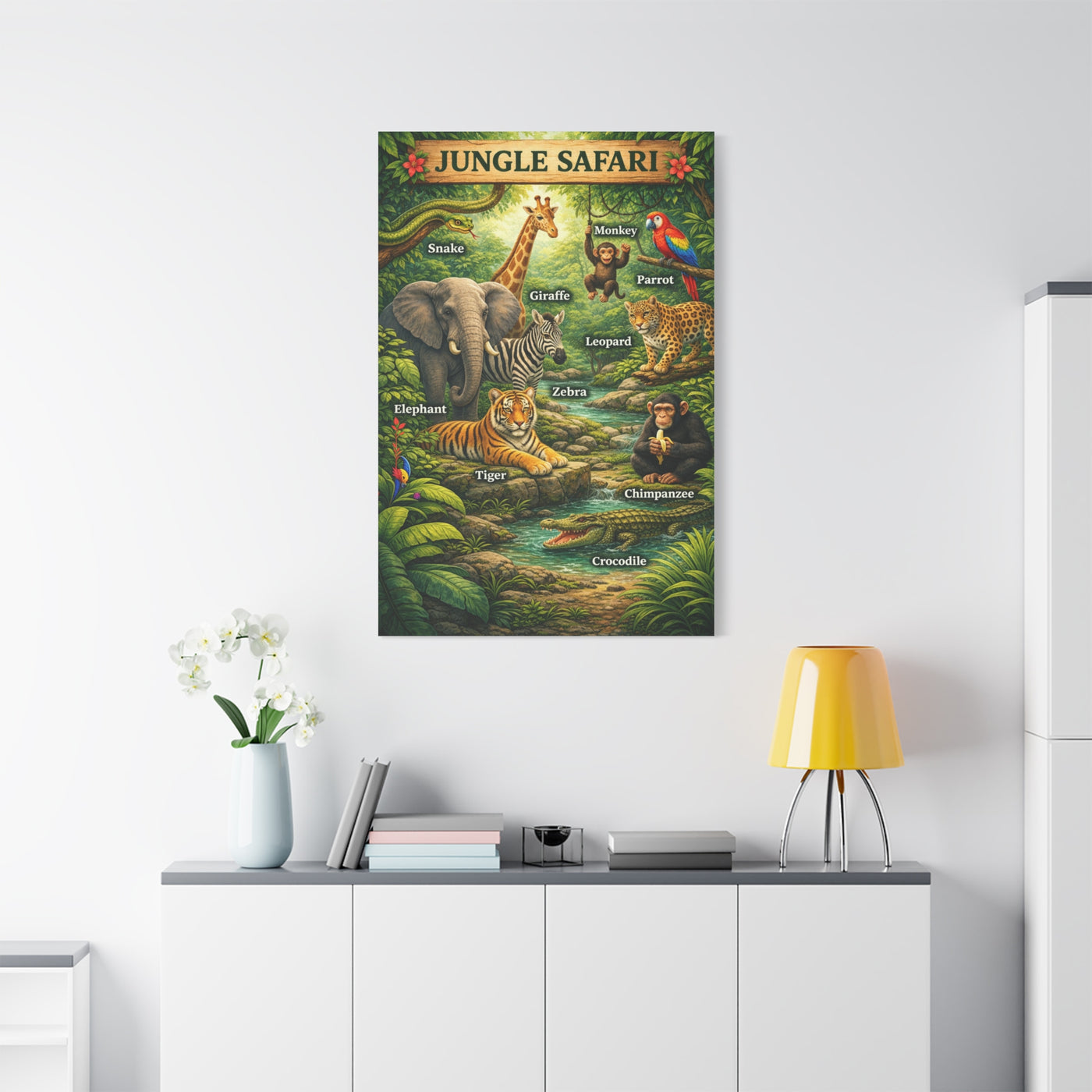 Jungle Safari Adventure Learning Poster Wall Art & Canvas Print